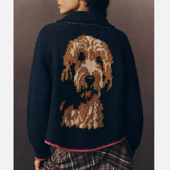 Anthropologie Pilcro Jesse Dog Icon Cardigan Sweater Goldendoodle XS Puppy NWT - Picture 3 of 6
